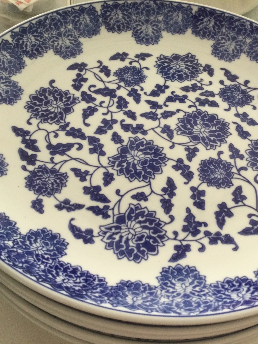 6 Pier One “Tang” Blue and White Porcelain Dinner Plates